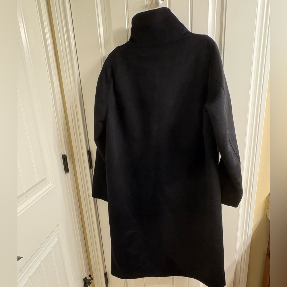 AYR Black Funnel Neck Wool Long Dress Coat XL Measurements Classic Style - Picture 2 of 15